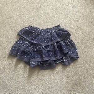 Navy and white floral love shack fancy ruffle mini skirt